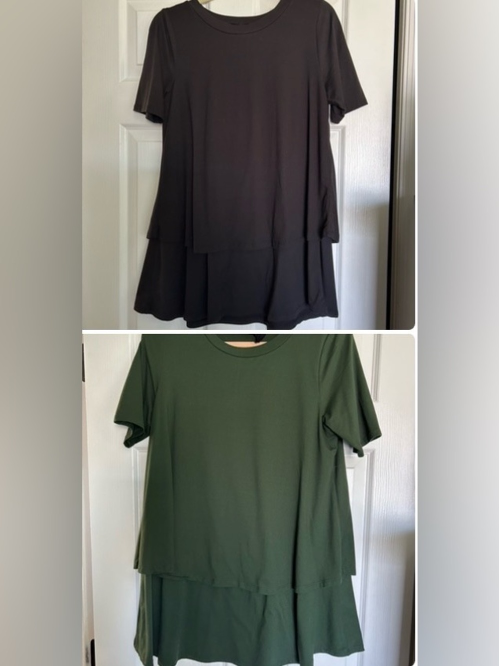 Agnes & Dora Women’s Olive Green & Black Layered Short-Sleeve Tops